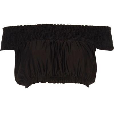 River Island Womens Shirred Bardot Crop Top