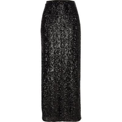 River Island Womens Sequin Side Split Maxi Skirt