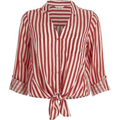 River Island Womens Stripe Tie Front Shirt