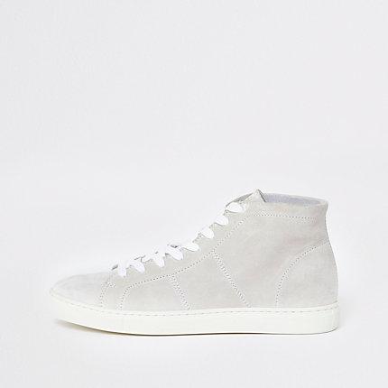 River Island Mens Selected Homme White Hightop Sneakers