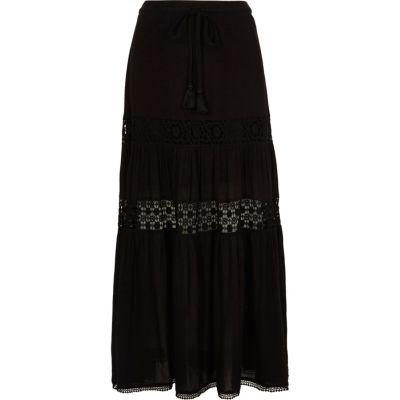 River Island Womens Tiered Lace Maxi Skirt