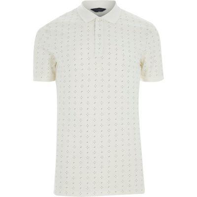 River Island Mens White Jack And Jones Premium Print Polo Shirt