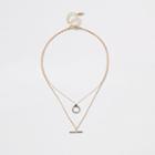 River Island Womens Gold Tone T Bar Necklace Multipack