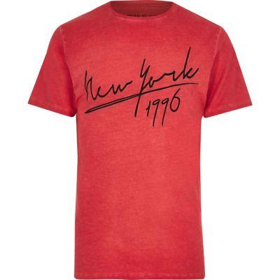 River Island Mens 'new York' Embroidered T-shirt