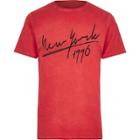 River Island Mens 'new York' Embroidered T-shirt