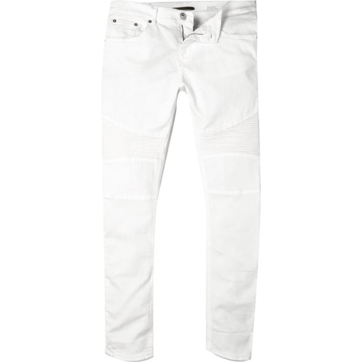 River Island Menswhite Sid Skinny Stretch Biker Jeans