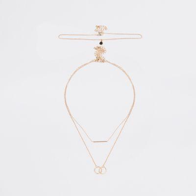 River Island Womens Gold Tone Interlinked Necklace Multipack