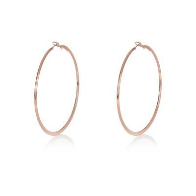 River Island Womens Rose Gold Tone Flat Hoop Earrings
