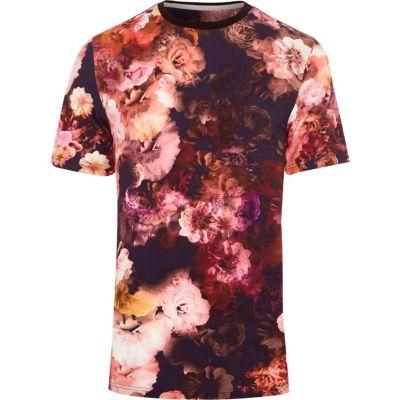 River Island Mens Slim Fit Floral T-shirt