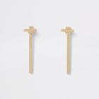 River Island Womens Gold Color T-bar Front And Back Earrings