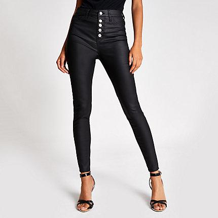 River Island Womens Coated Hailey Button Front Jeans