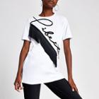 River Island Womens White 'liberte' Print Boyfriend T-shirt