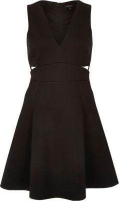River Island Womens Plunge Cut-out Skater Dress