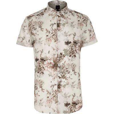 River Island Mens Big And Tall Floral Short Sleeve Shirt