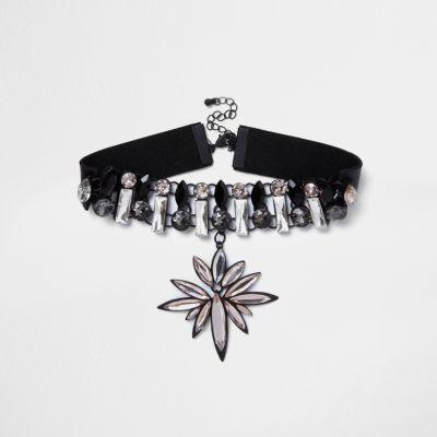 River Island Womens Crystal Star Drop Choker Necklace