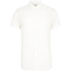 River Island Mens White Linen Blend Short Sleeve Casual Shirt