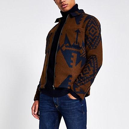 River Island Mens Aztec Print Regular Fit Overshirt