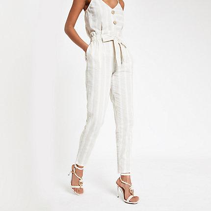 River Island Womens Stripe Paperbag Peg Trousers