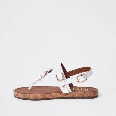 River Island Womens White Leather Sandals