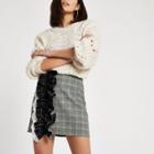 River Island Womens Check Print Ruffle Mini Skirt