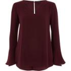 River Island Womens Long Bell Sleeve Frill Back Top