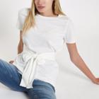 River Island Womens White Fitted Tie Front T-shirt