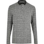 River Island Mens Ribbed Long Sleeve Polo Shirt