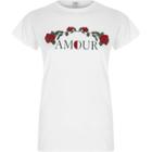 River Island Womens White 'amour' Rose Print Fitted T-shirt
