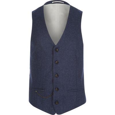 River Island Mens Wool-blend Slim Suit Vest