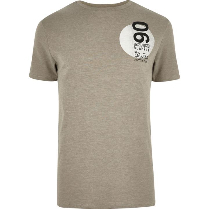 River Island Menslight Circle Slogan Print T-shirt