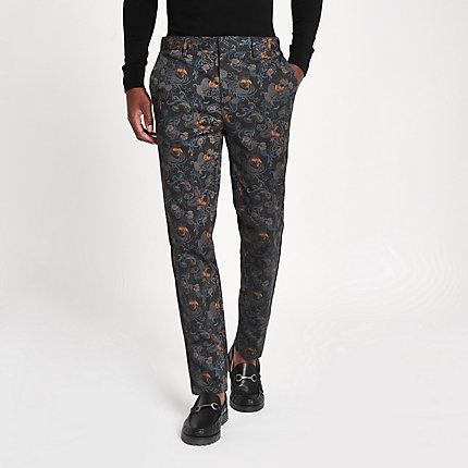 River Island Mens Crane Print Skinny Smart Pants