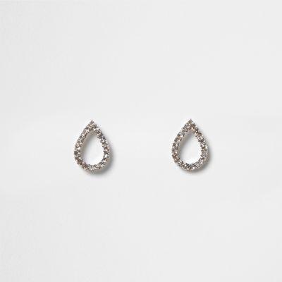 River Island Womens Silver Tone Teardrop Stud Earrings