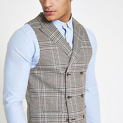 River Island Mens Heritage Check Suit Vest