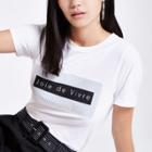 River Island Womens White 'joie De Vivre' Stripe Panel T-shirt