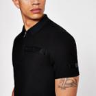 River Island Mens Zip Up Muscle Fit Polo Shirt
