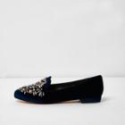 River Island Womens Velvet Embellished Slippers