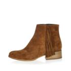 River Island Womens Leather Fringed Side Ankle Boots