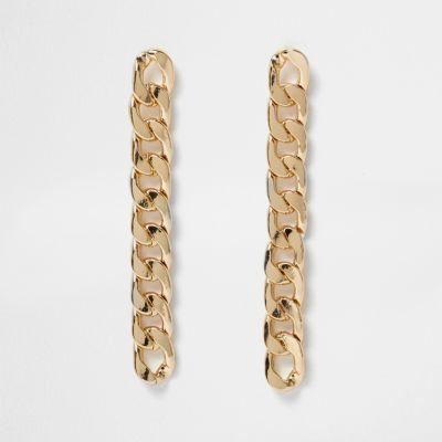River Island Womens Gold Tone Chain Link Drop Earrings