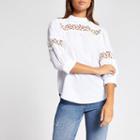 River Island Womens White Lace Insert Long Sleeve Top