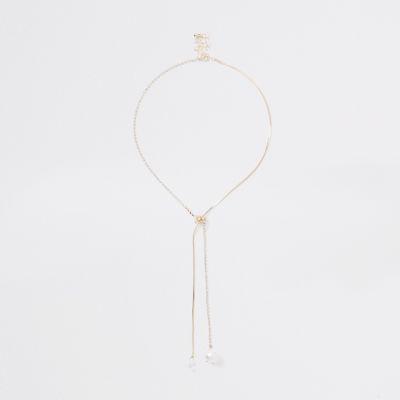 River Island Womens Gold Tone Diamante Cup Chain Necklace