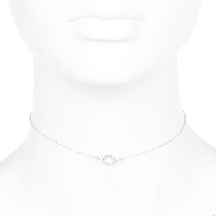 River Island Womens Silver Tone Circle Choker Necklace