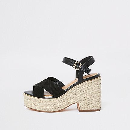 River Island Womens Cross Strap Espadrille Wedges