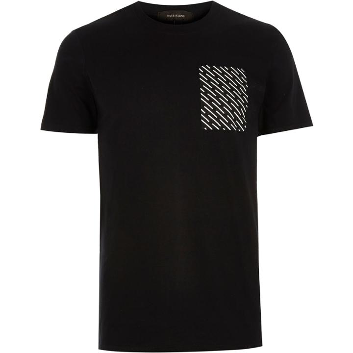 River Island Mensblack Graphic Square Print T-shirt