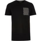 River Island Mensblack Graphic Square Print T-shirt