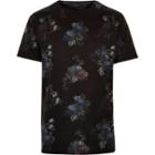 River Island Mensblack Lily Floral Print T-shirt