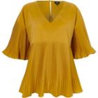 River Island Womens Pleated V Neck Puff Sleeve Top