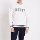 Mens White Schott Logo Print Crew Neck Sweatshirt