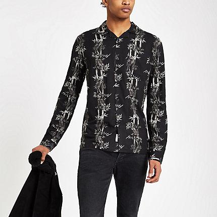 Mens Bellfield Bamboo Print Long Sleeve Shirt