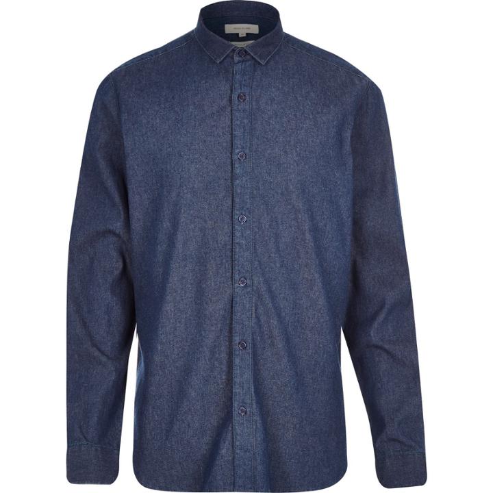 River Island Mensdark Denim Shirt