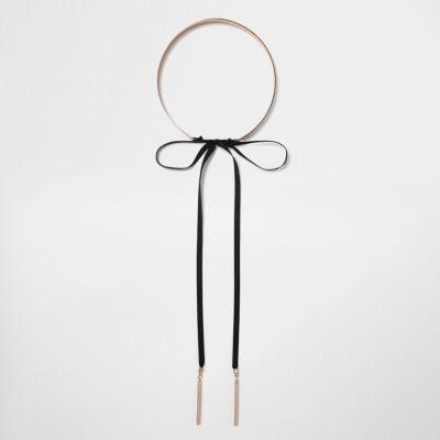 River Island Womens Rose Gold Tone Bow Front Choker Necklace